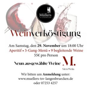 Zweite Weinverköstigung im Müllers - TSV Langenbrücken